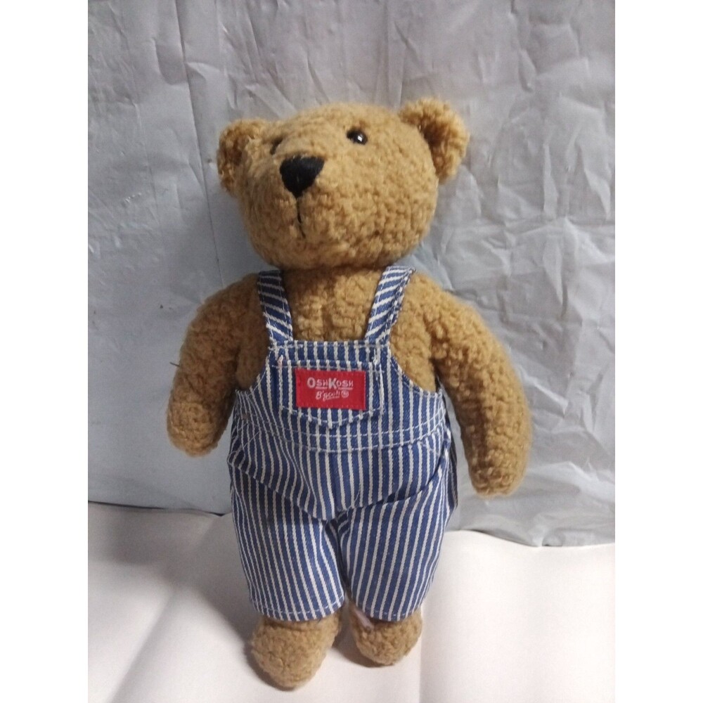 Oshkosh Teddy Bear In Striped Overalls Stuffed Animal Plush